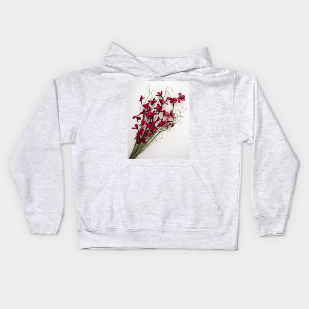 Dainty Red Right Slanted Bouquet Kids Hoodie by KirtTisdale